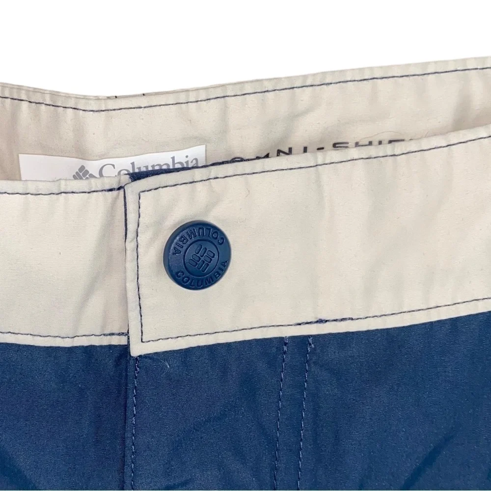 Men`s Columbia Lakedale Cove Blue‎ and Cream Board Shorts Zinc Stone Sz 34